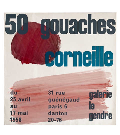 Original Corneille Poster 50 Gouaches, Galerie Le Gendre Paris - 1958