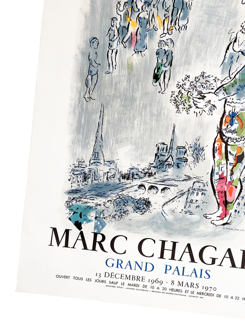 Original Vintage Exhibition Poster By Chagall in 1969, Marc Chagall Grand Palais - Mourlot