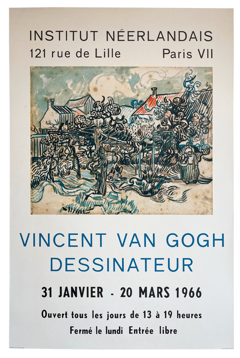 Original Van Gogh Poster Exhibition Poster Institut Neerlandais - 1966