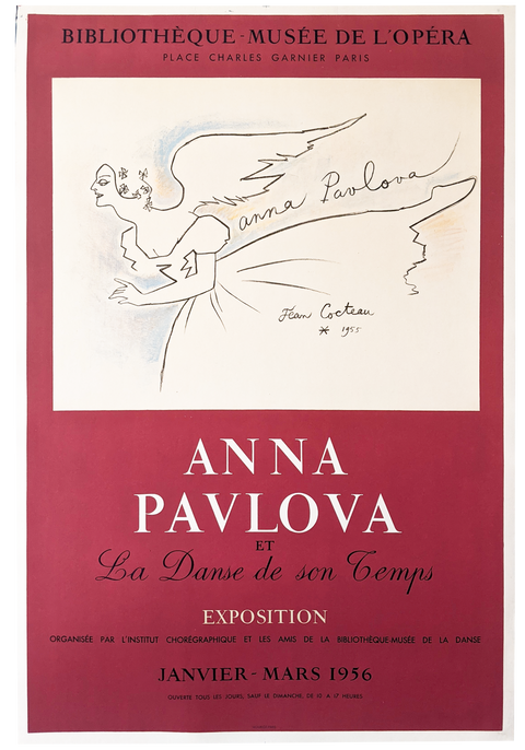 Original Poster By Jean Cocteau "Anna Pavlova" - 1955