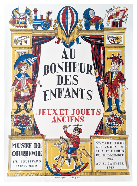 Original Poster "Au Bonheur Des Enfants" Jouets Anciens - 1964 - by Henri Deprest