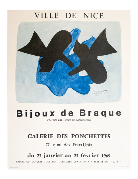 Original Georges Braque Poster Bijoux Galerie Ponchettes, 1969
