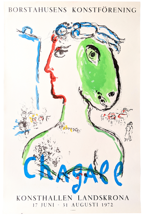 Original Exhibition Poster Marc Chagall from Konsthallen Lamdskrona, 1972