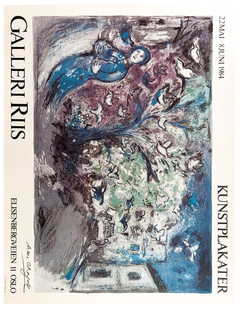 Original Marc Chagall Poster 1984 Galleri Riis Oslo