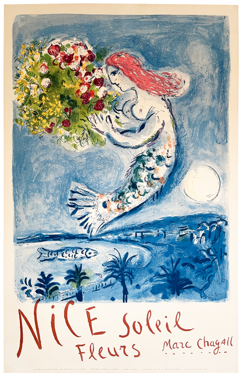 Original Poster By Marc Chagall - Nice, Soleil Fleurs - 1962, Mourlot