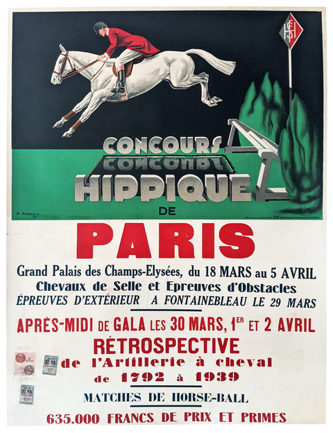 Original Poster Concours Hippique By Marcou - 1933 - Champs Elysées