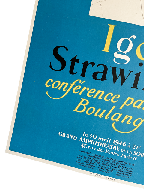 Original Pablo Picasso Poster "Igor Strawinsky" Paris, 1946