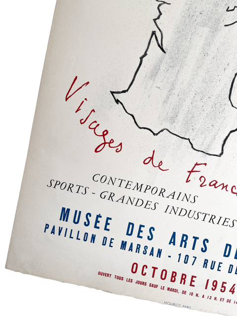 Original Poster Jean-Cocteau "Visages de France" 1954 - Arch Paper
