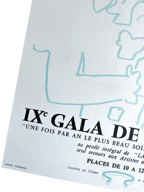 Original lithographic Poster by Jean Cocteau "IXe Gala De La Piste", 1965