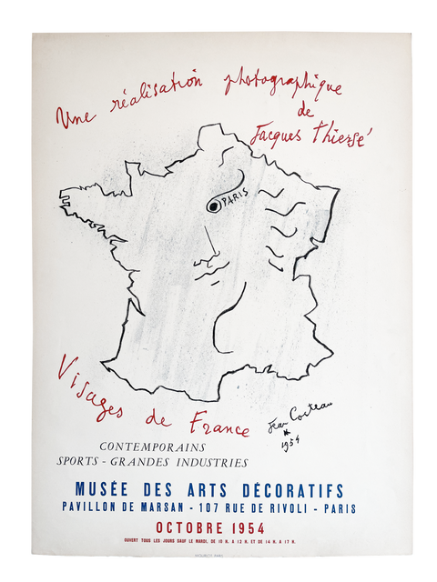 Original Poster Jean-Cocteau "Visages de France" 1954 - Arch Paper