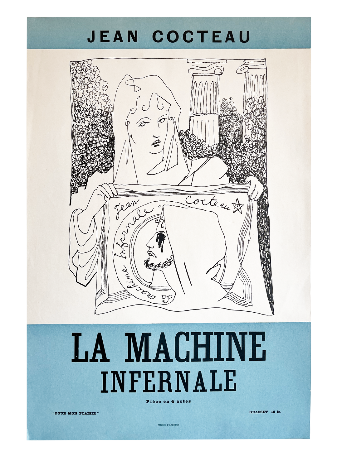 Original exhibition poster Jean Cocteau 1934 La Machine Infernale Gras ...