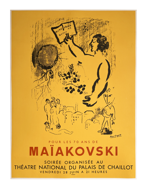 Original Marc Chagall Poster Hommage To Maiakovski, 1963 - Mourlot