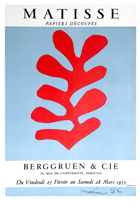 Original Poster By Henri Matisse "Papiers Decoupes, Berggruen & Co. Gallery Paris" - 1953, Printed By Mourlot