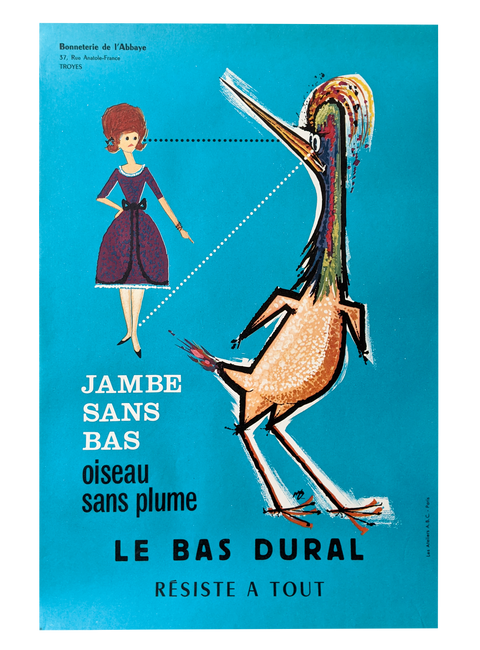 Original Poster Jambes Sans Bas  - Le Bas Dural "Oiseau sans jambes" - 1960