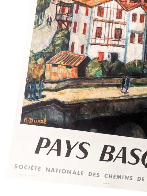 Original Poster Tourism "Pays Basque" - Societe National Chemin Fer, 1958 by Durel