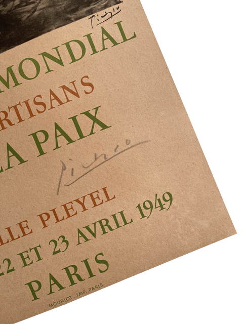 Original Lithographic Poster By Pablo Picasso "Congrés Mondial Partisans De La Paix" - 1949, Mourlot (Signed By Picasso)