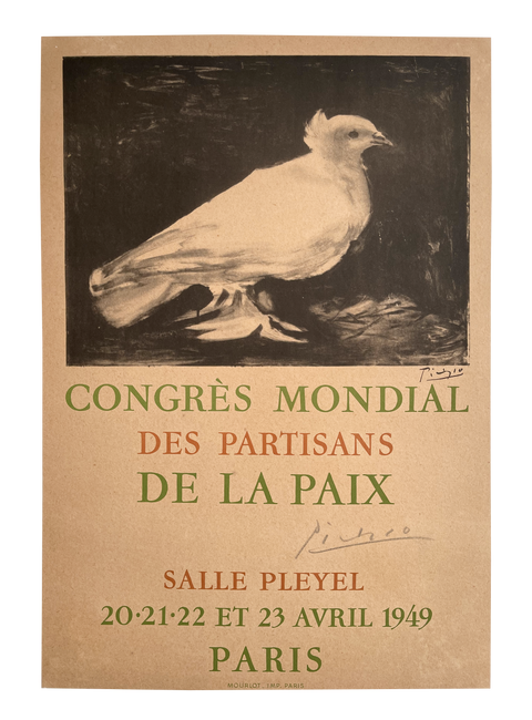 Original Lithographic Poster By Pablo Picasso "Congrés Mondial Partisans De La Paix" - 1949, Mourlot (Signed By Picasso)