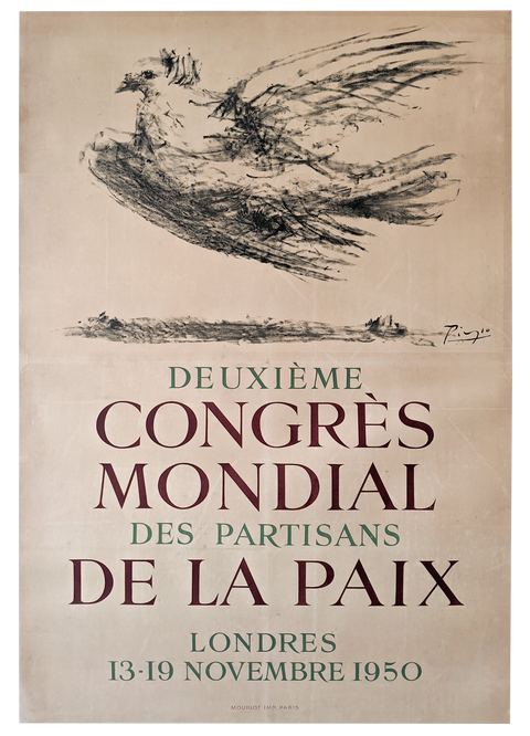 Original Picasso Poster Deuxieme Congres Mondial des partisans de la Paix - 1950
