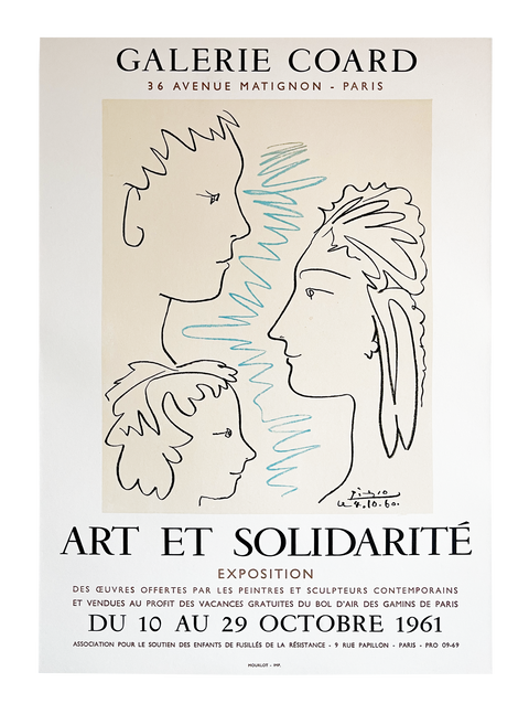 Original Poster Pablo Picasso Galerie Coard Art et solidarité, 1961