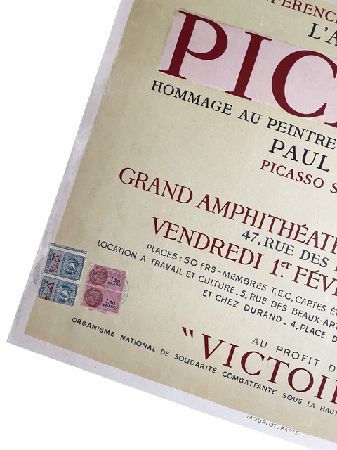 Original Pablo Picasso Poster Sorbonne Paris "Victoire" 1946 - Mourlot