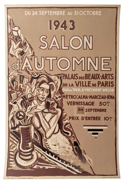 Original Salon D'automne Poster Palais Beaux Arts Paris - Desnoyer, 1943